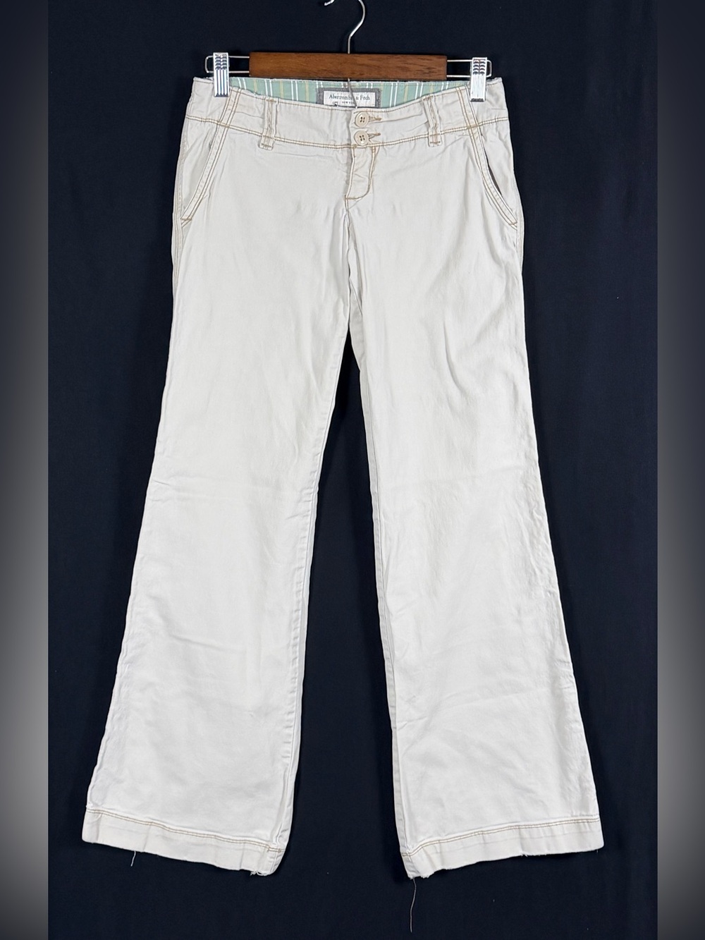 Abercrombie & Fitch NY Y2K Ecru Wide Leg ultra low rise Pants